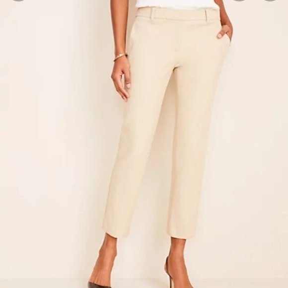 Ann Taylor Khaki Slim Cropped Pants - Picture 1 of 5